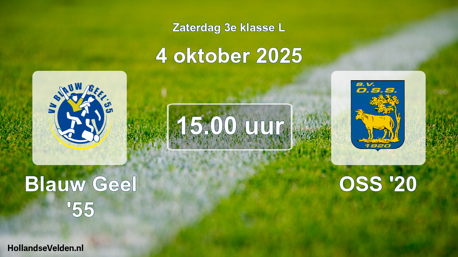 Geplande wedstrijd: Blauw Geel '55 - OSS '20 (4 oktober 2025)