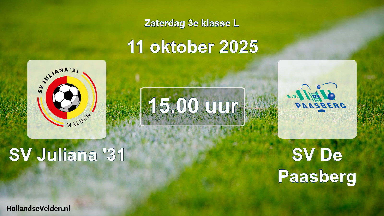 Geplande wedstrijd: SV Juliana '31 - SV De Paasberg (11 oktober 2025)