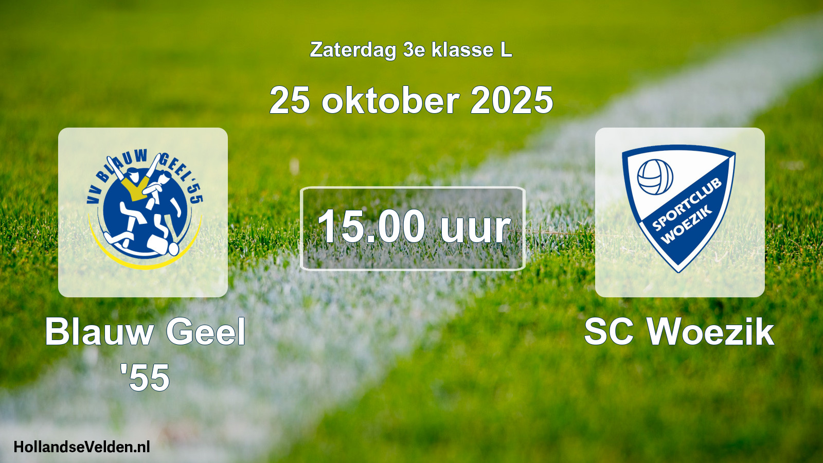 Geplande wedstrijd: Blauw Geel '55 - SC Woezik (25 oktober 2025)