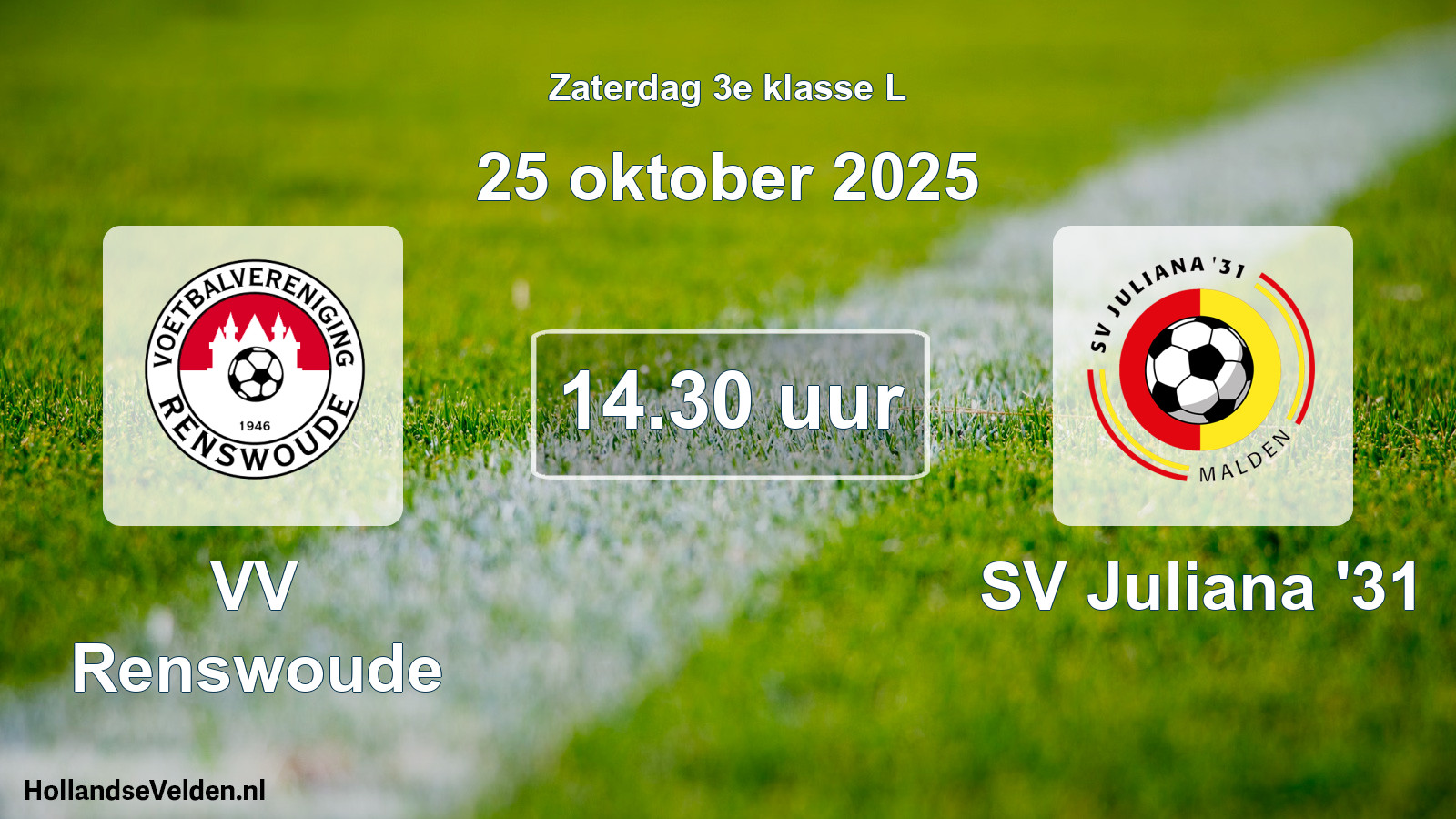 Geplande wedstrijd: VV Renswoude - SV Juliana '31 (25 oktober 2025)
