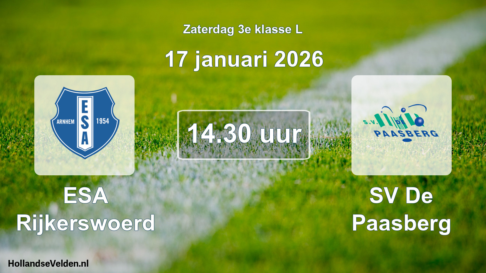 Geplande wedstrijd: ESA Rijkerswoerd - SV De Paasberg (17 januari 2026)