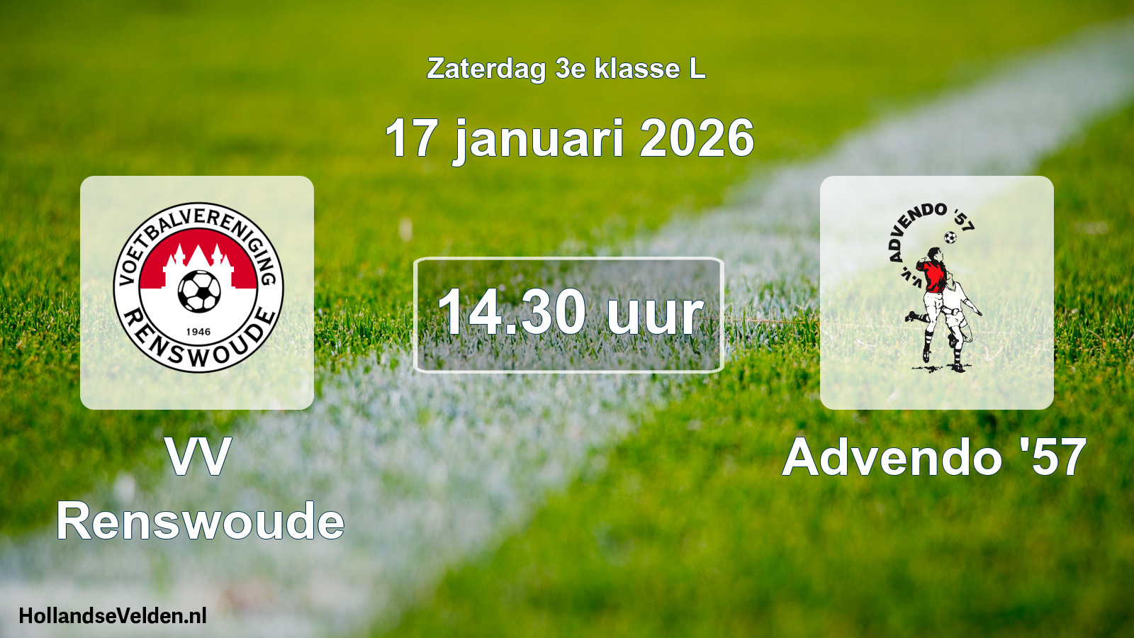 Geplande wedstrijd: VV Renswoude - Advendo '57 (17 januari 2026)