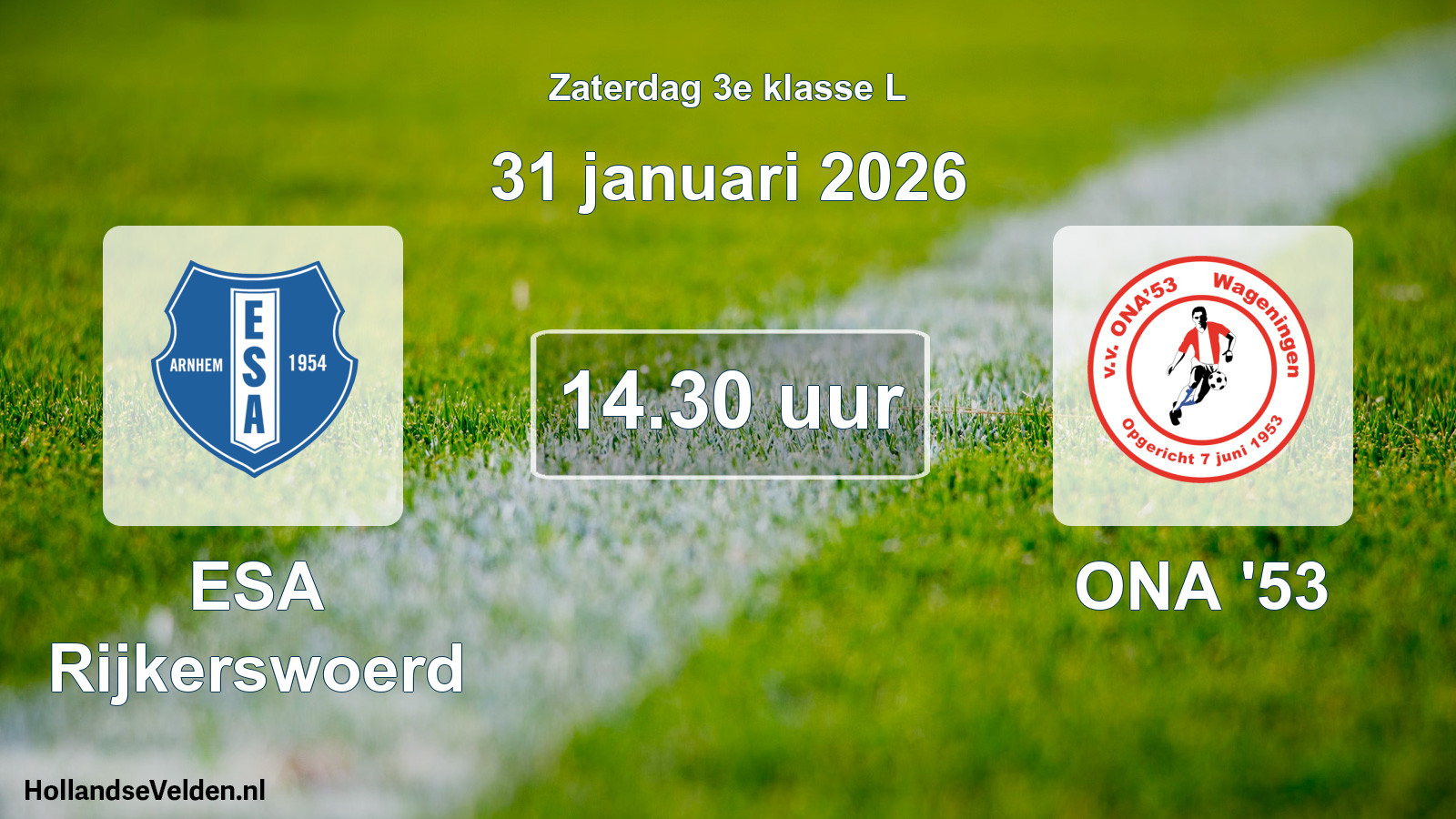 Geplande wedstrijd: ESA Rijkerswoerd - ONA '53 (31 januari 2026)