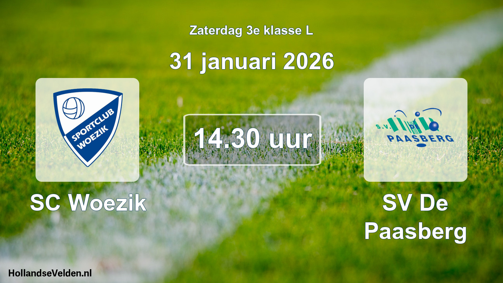 Geplande wedstrijd: SC Woezik - SV De Paasberg (31 januari 2026)