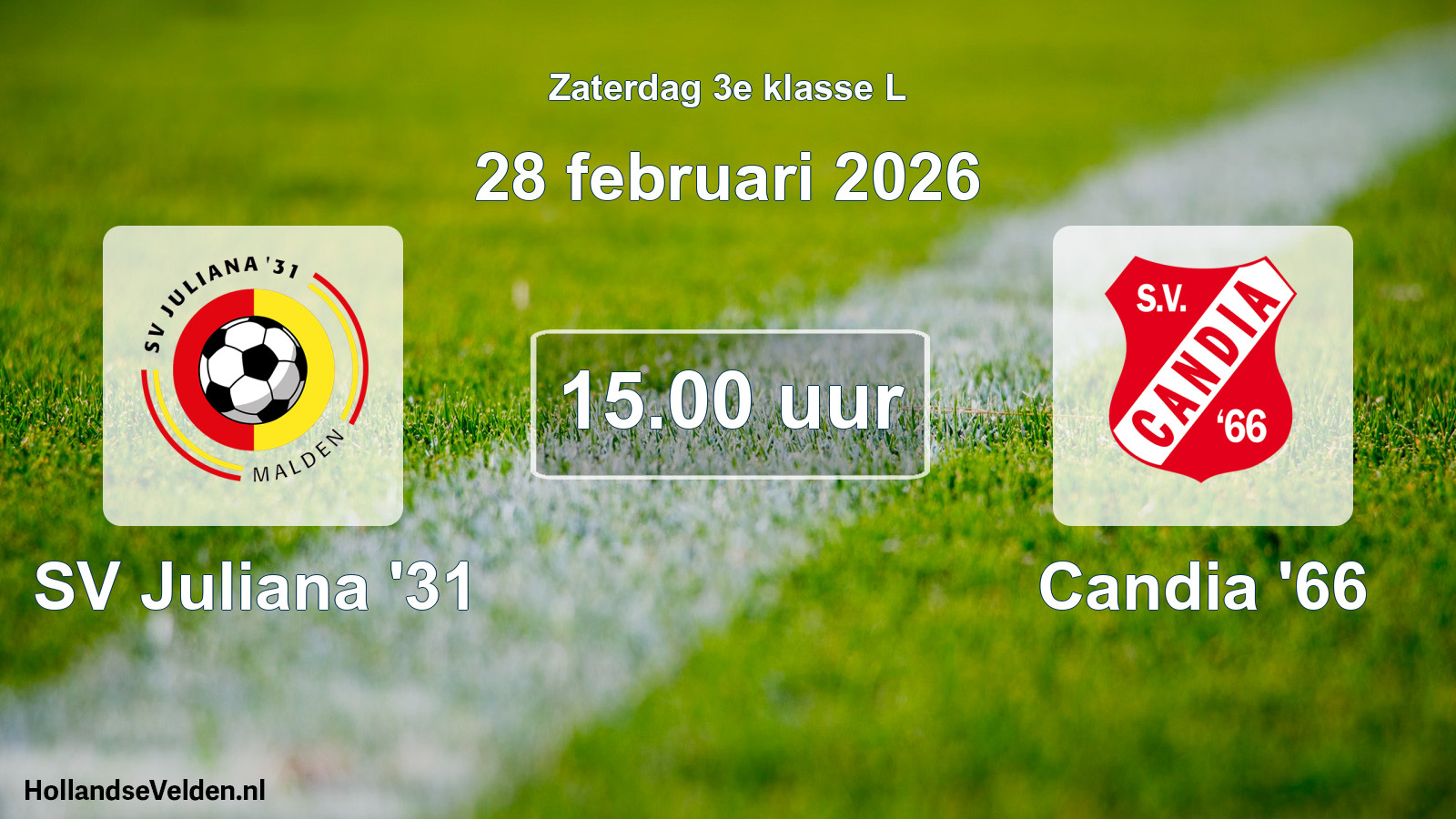 Geplande wedstrijd: SV Juliana '31 - Candia '66 (28 februari 2026)