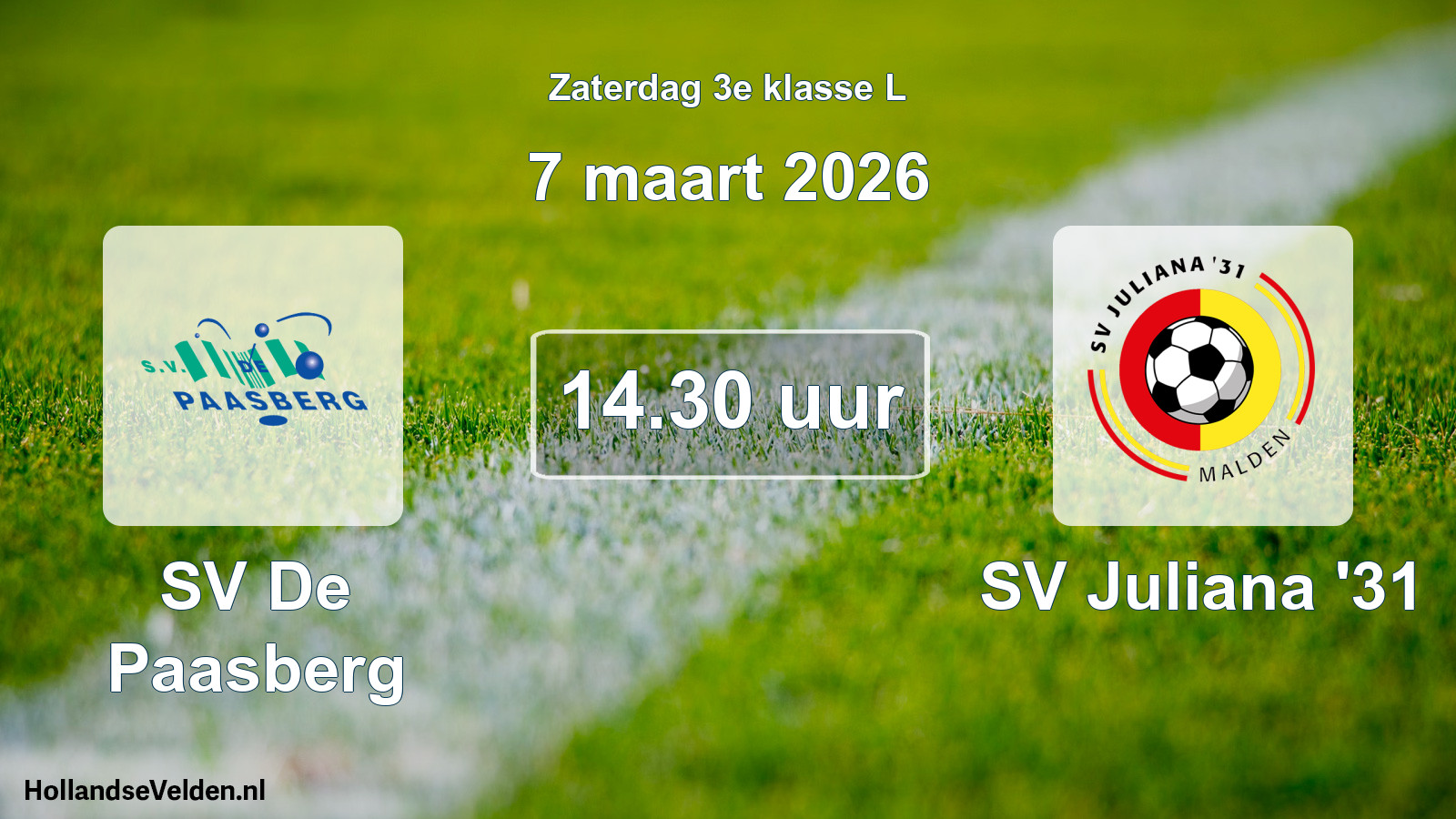 Geplande wedstrijd: SV De Paasberg - SV Juliana '31 (7 maart 2026)