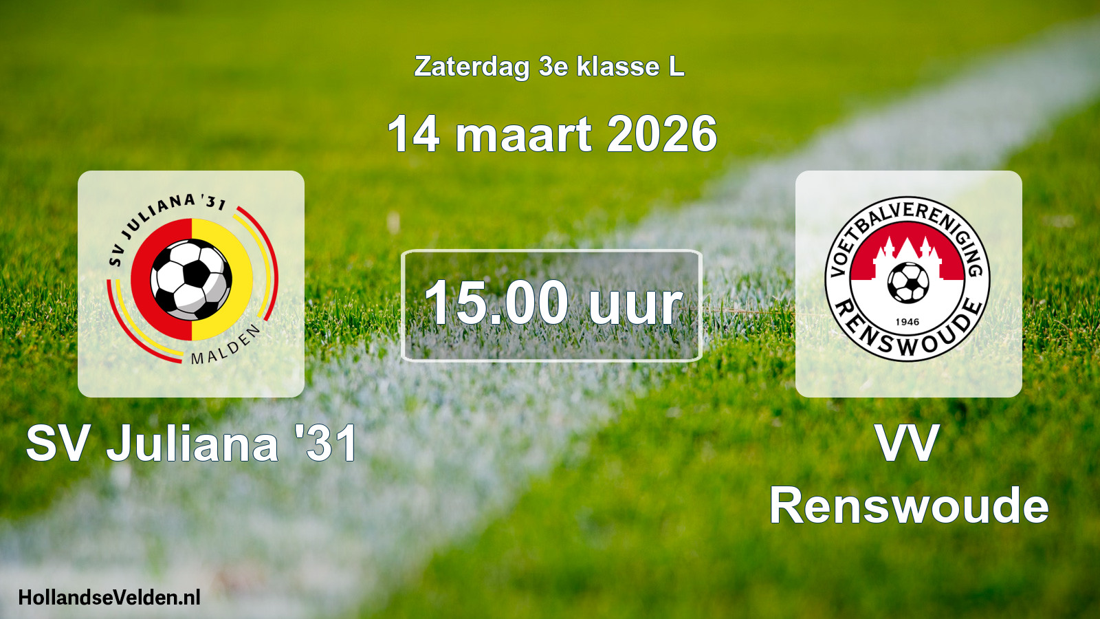 Geplande wedstrijd: SV Juliana '31 - VV Renswoude (14 maart 2026)