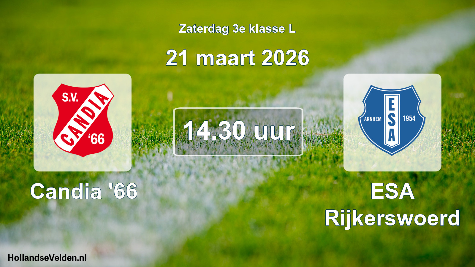 Geplande wedstrijd: Candia '66 - ESA Rijkerswoerd (21 maart 2026)