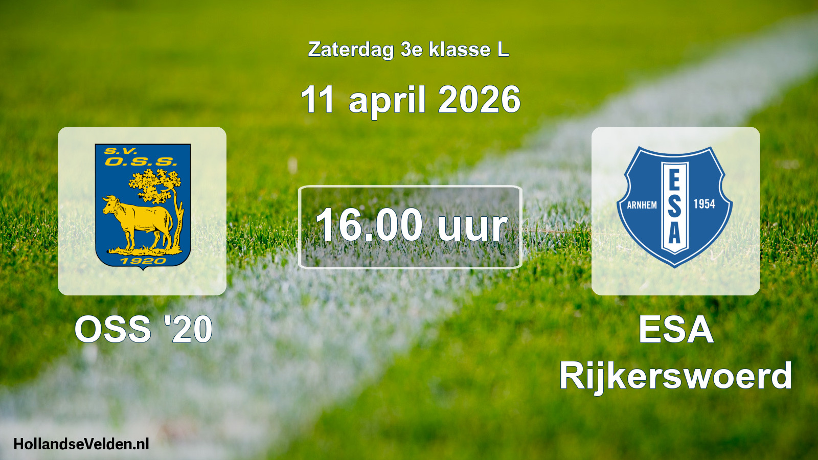 Geplande wedstrijd: OSS '20 - ESA Rijkerswoerd (11 april 2026)