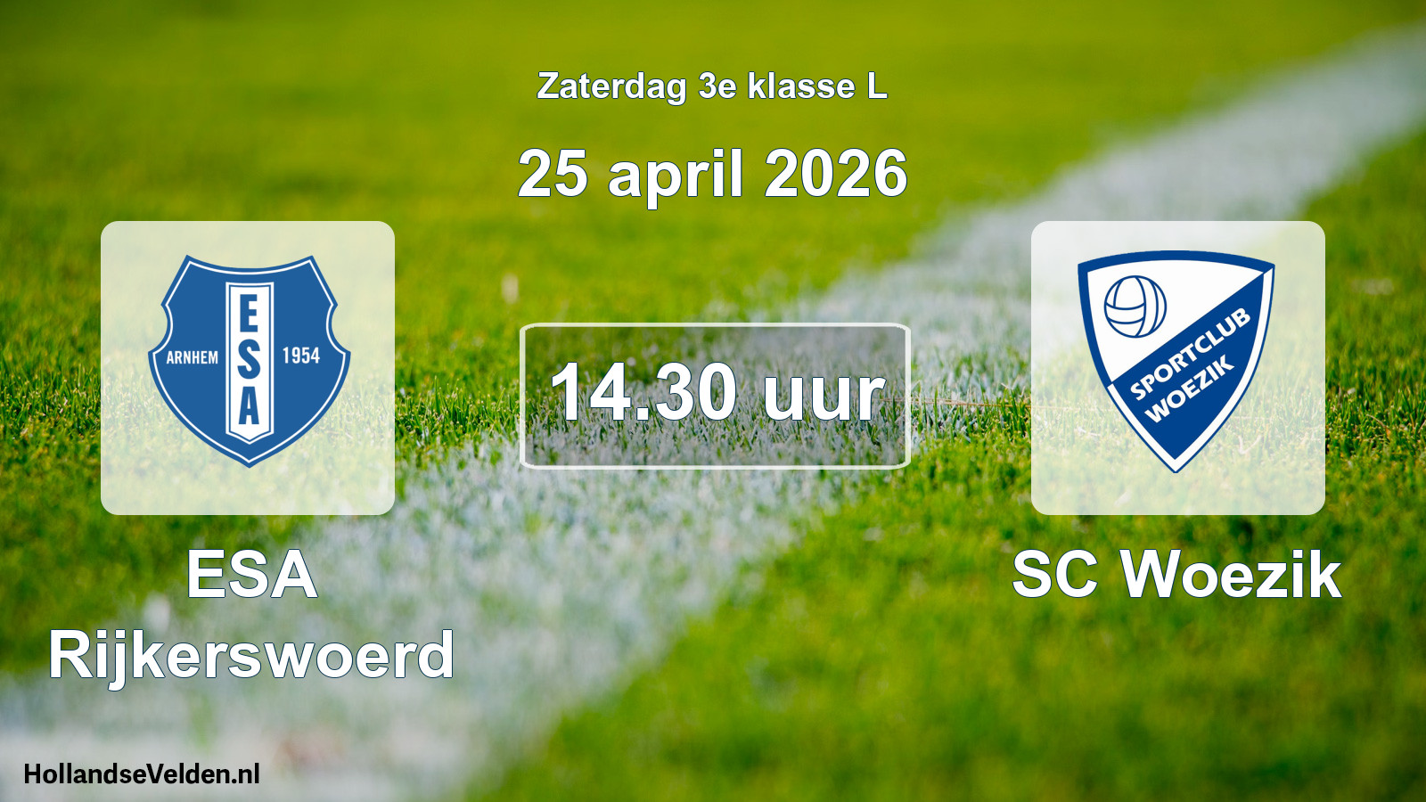 Geplande wedstrijd: ESA Rijkerswoerd - SC Woezik (25 april 2026)