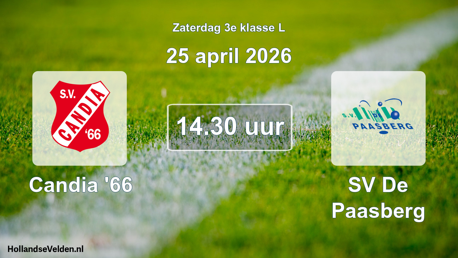 Geplande wedstrijd: Candia '66 - SV De Paasberg (25 april 2026)