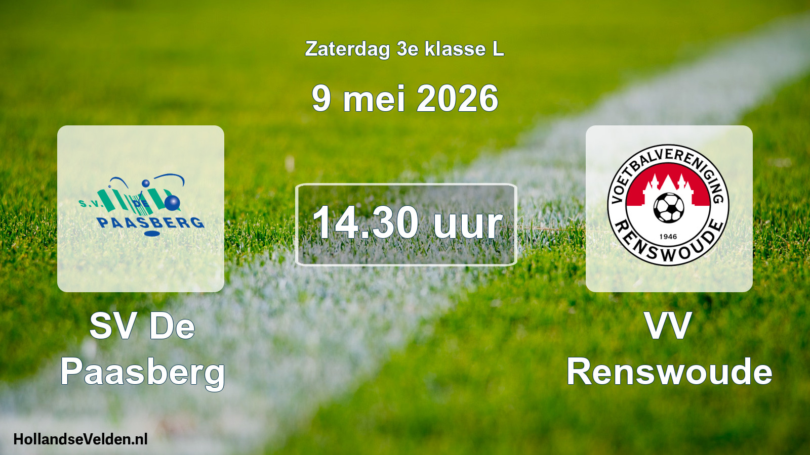 Geplande wedstrijd: SV De Paasberg - VV Renswoude (9 mei 2026)