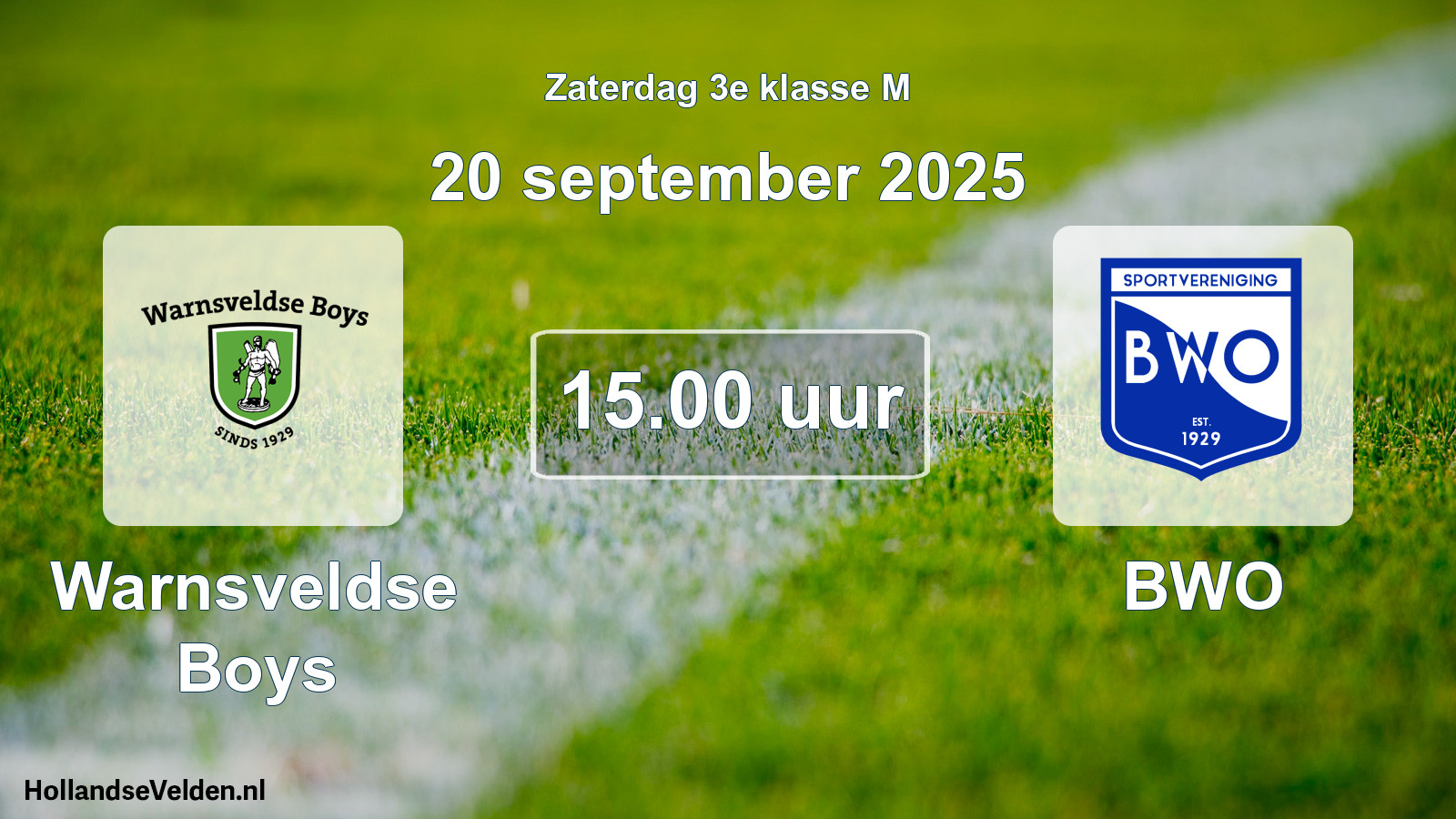 Geplande wedstrijd: Warnsveldse Boys - BWO (20 september 2025)