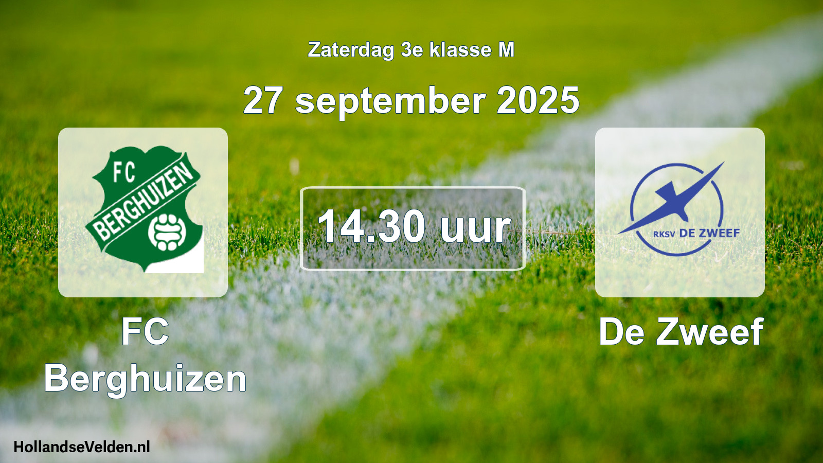 Geplande wedstrijd: FC Berghuizen - De Zweef (27 september 2025)