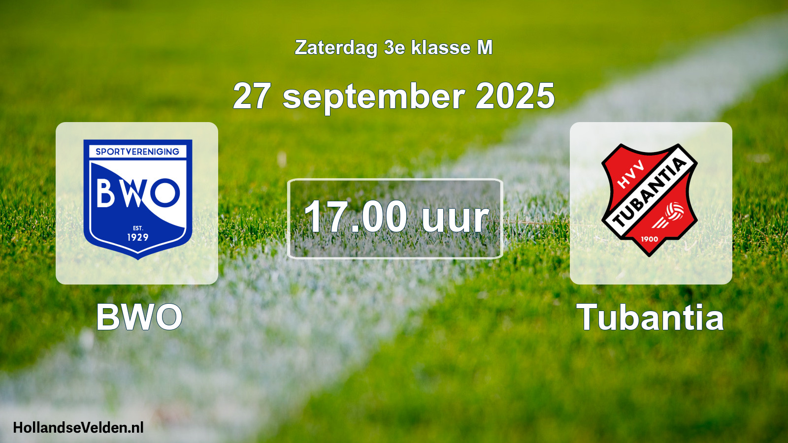 Geplande wedstrijd: BWO - Tubantia (27 september 2025)