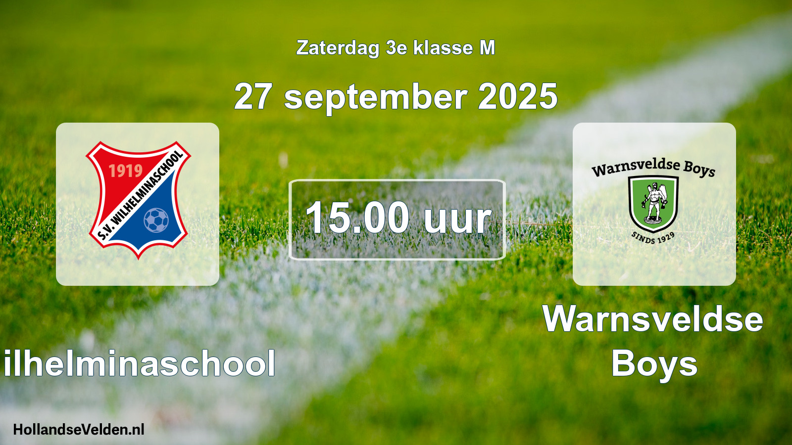 Geplande wedstrijd: Wilhelminaschool - Warnsveldse Boys (27 september 2025)