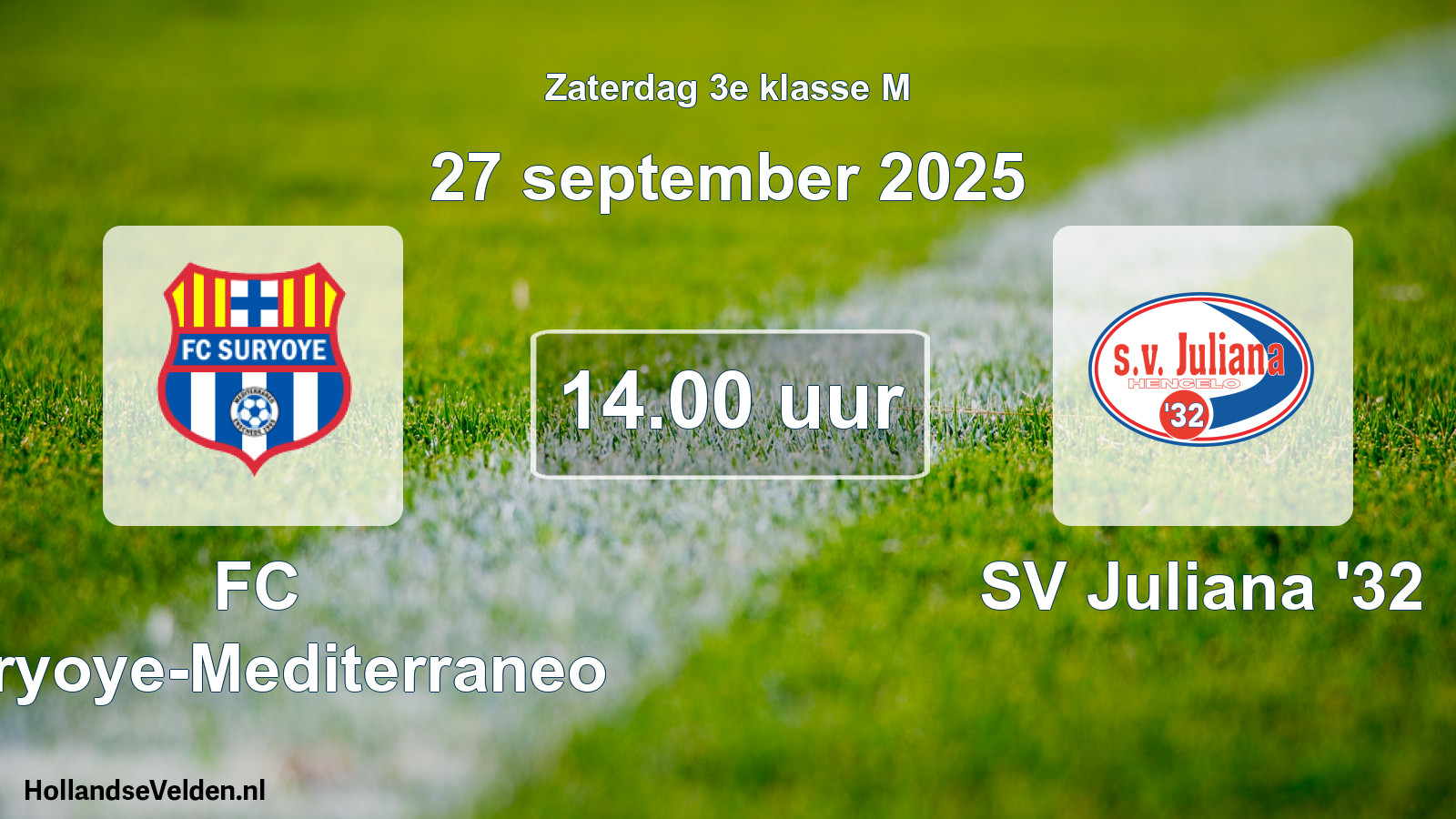 Scheduled Match: FC Suryoye-Mediterraneo - SV Juliana '32 (27 September 2025)