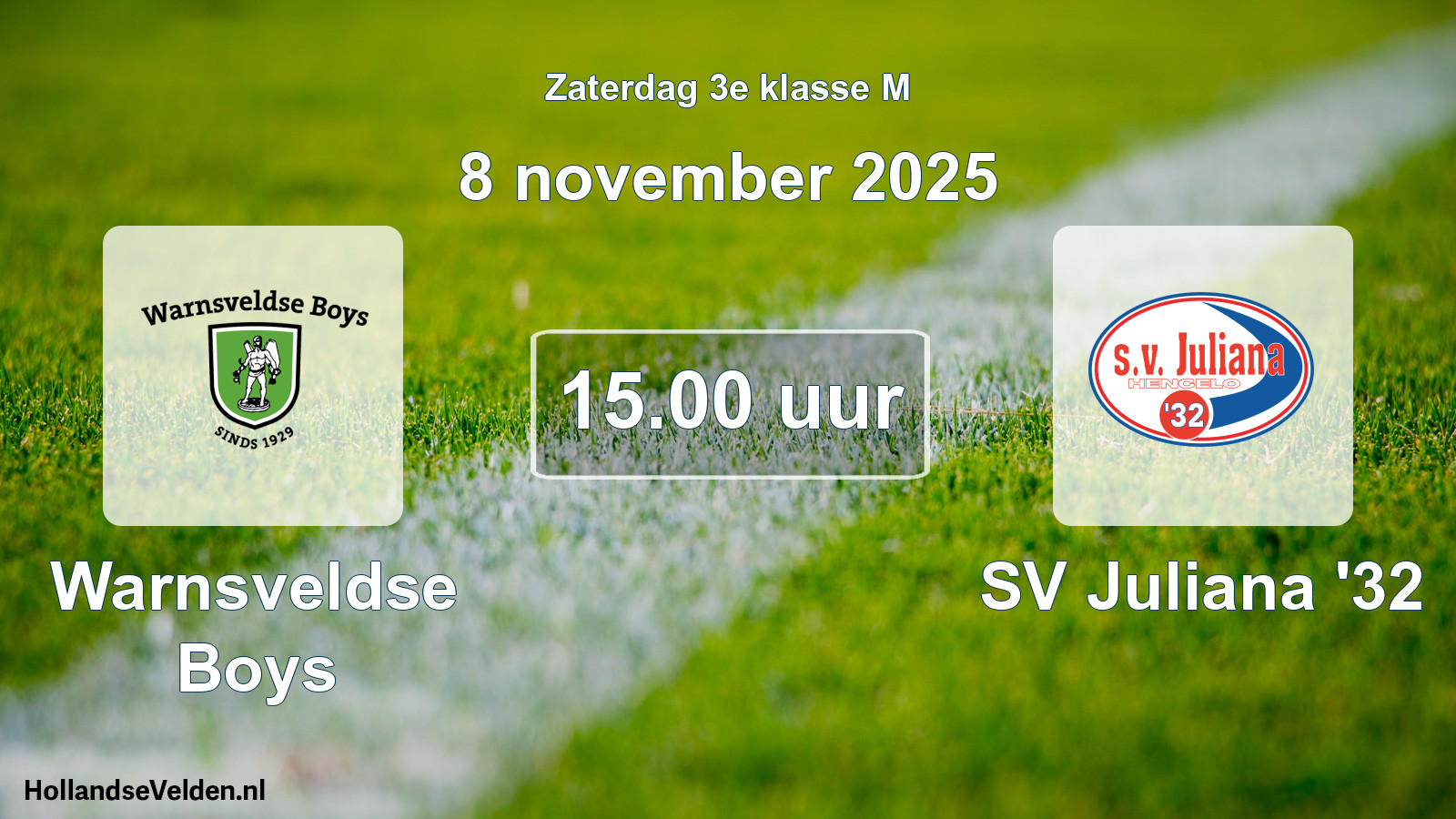 Geplande wedstrijd: Warnsveldse Boys - SV Juliana '32 (8 november 2025)