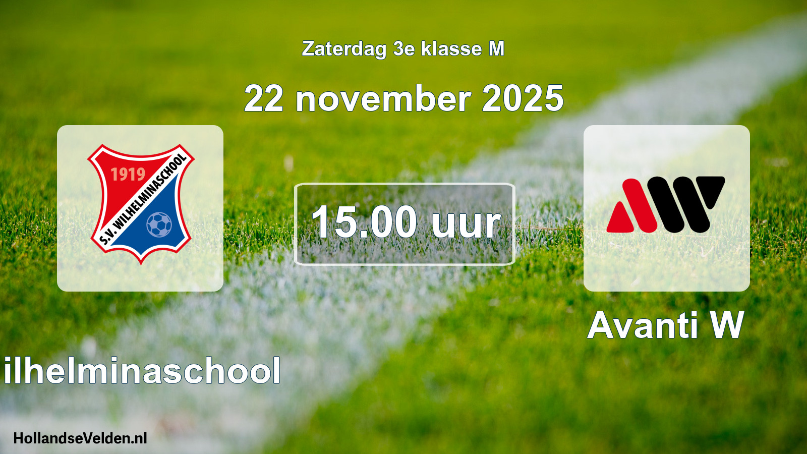Geplande wedstrijd: Wilhelminaschool - Avanti W (22 november 2025)