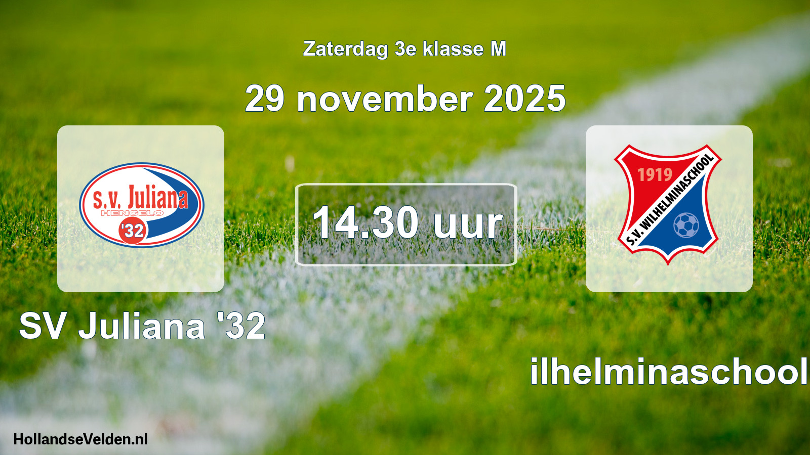 Geplande wedstrijd: SV Juliana '32 - Wilhelminaschool (29 november 2025)