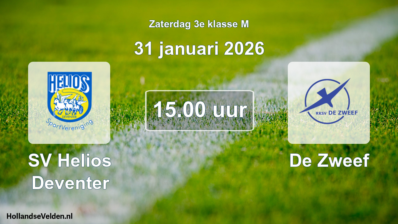 Geplande wedstrijd: SV Helios Deventer - De Zweef (31 januari 2026)