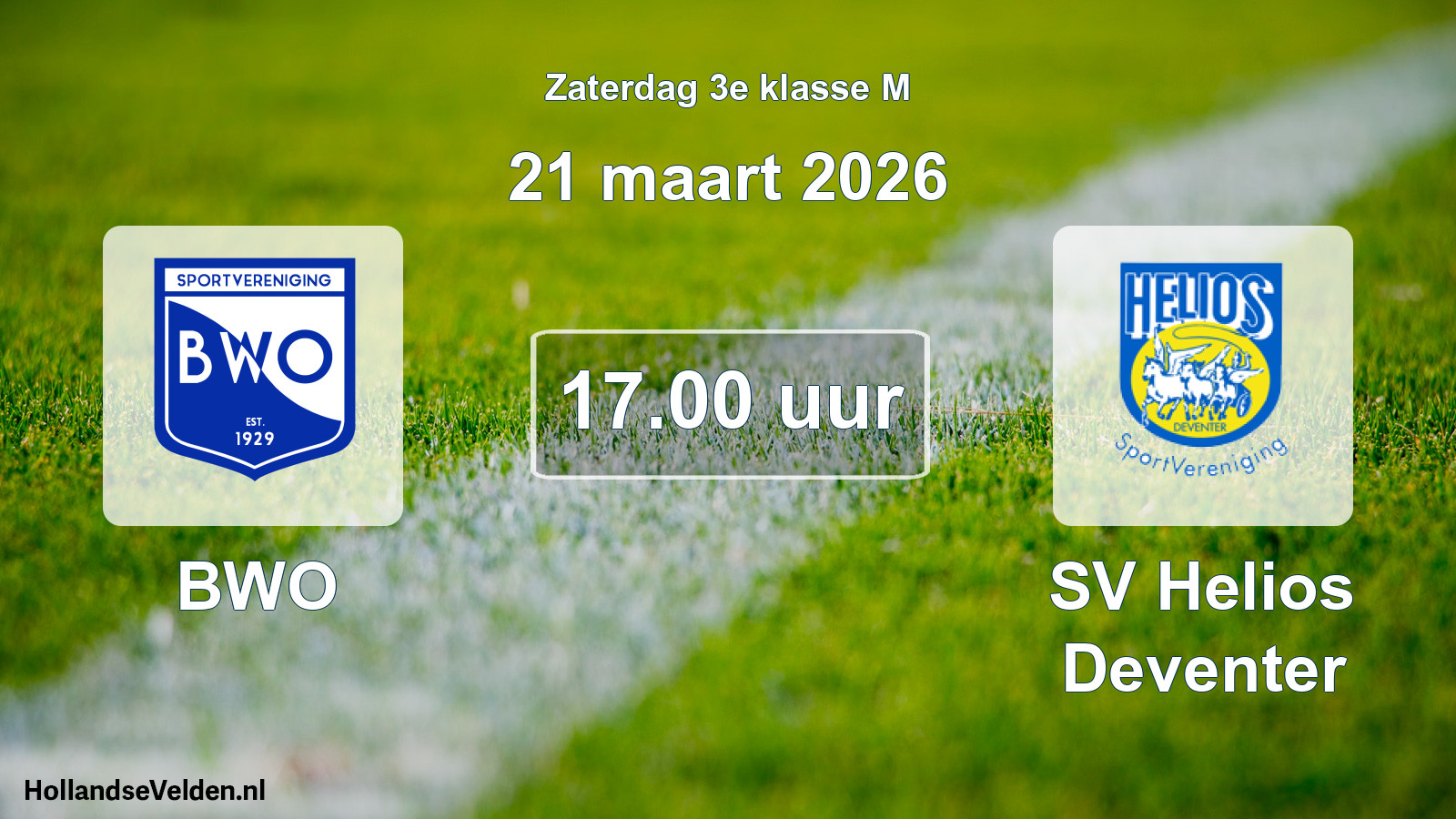 Geplande wedstrijd: BWO - SV Helios Deventer (21 maart 2026)