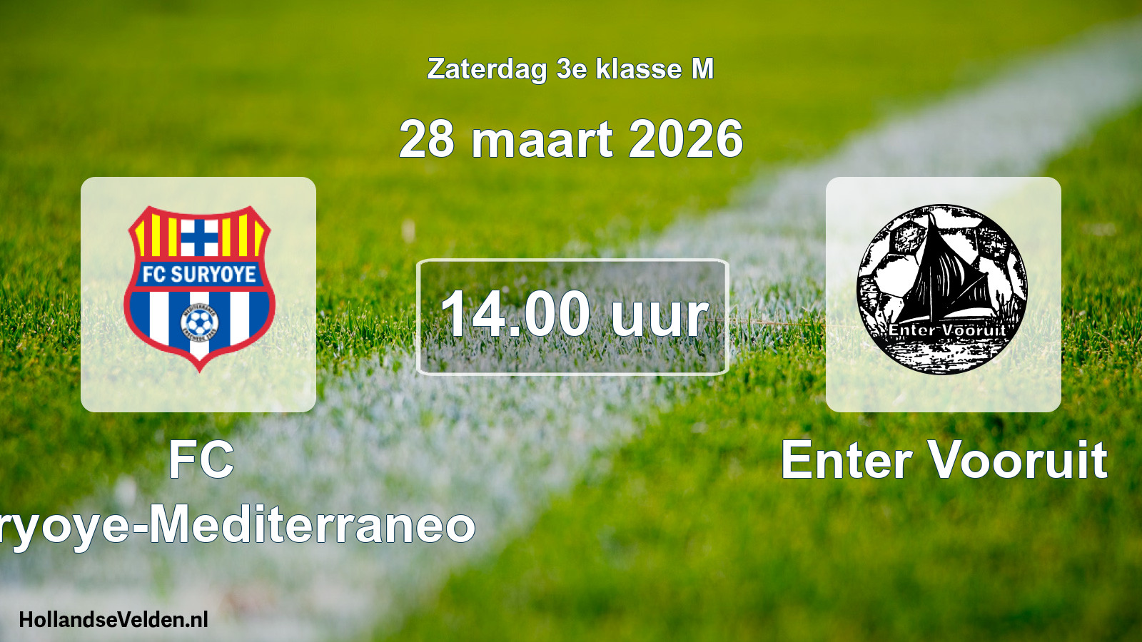 Geplande wedstrijd: FC Suryoye-Mediterraneo - Enter Vooruit (28 maart 2026)