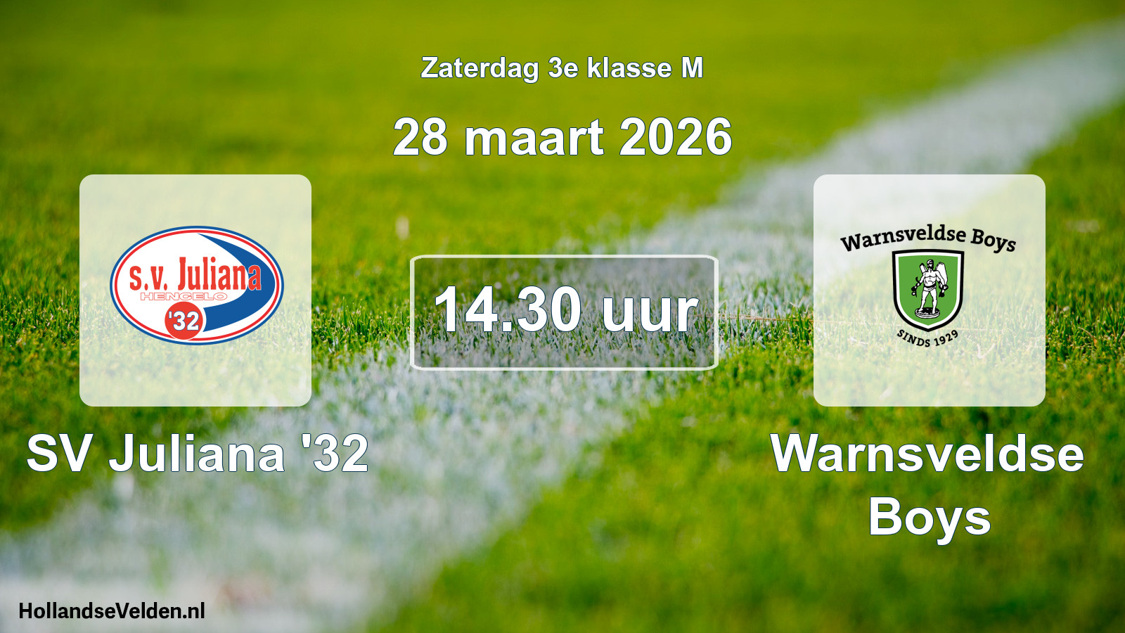 Geplande wedstrijd: SV Juliana '32 - Warnsveldse Boys (28 maart 2026)