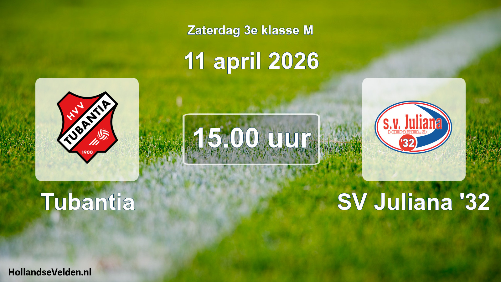 Geplande wedstrijd: Tubantia - SV Juliana '32 (11 april 2026)
