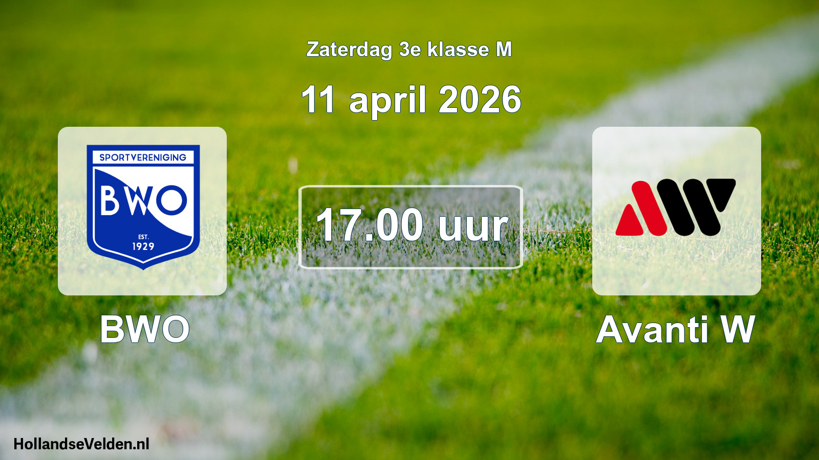 Geplande wedstrijd: BWO - Avanti W (11 april 2026)
