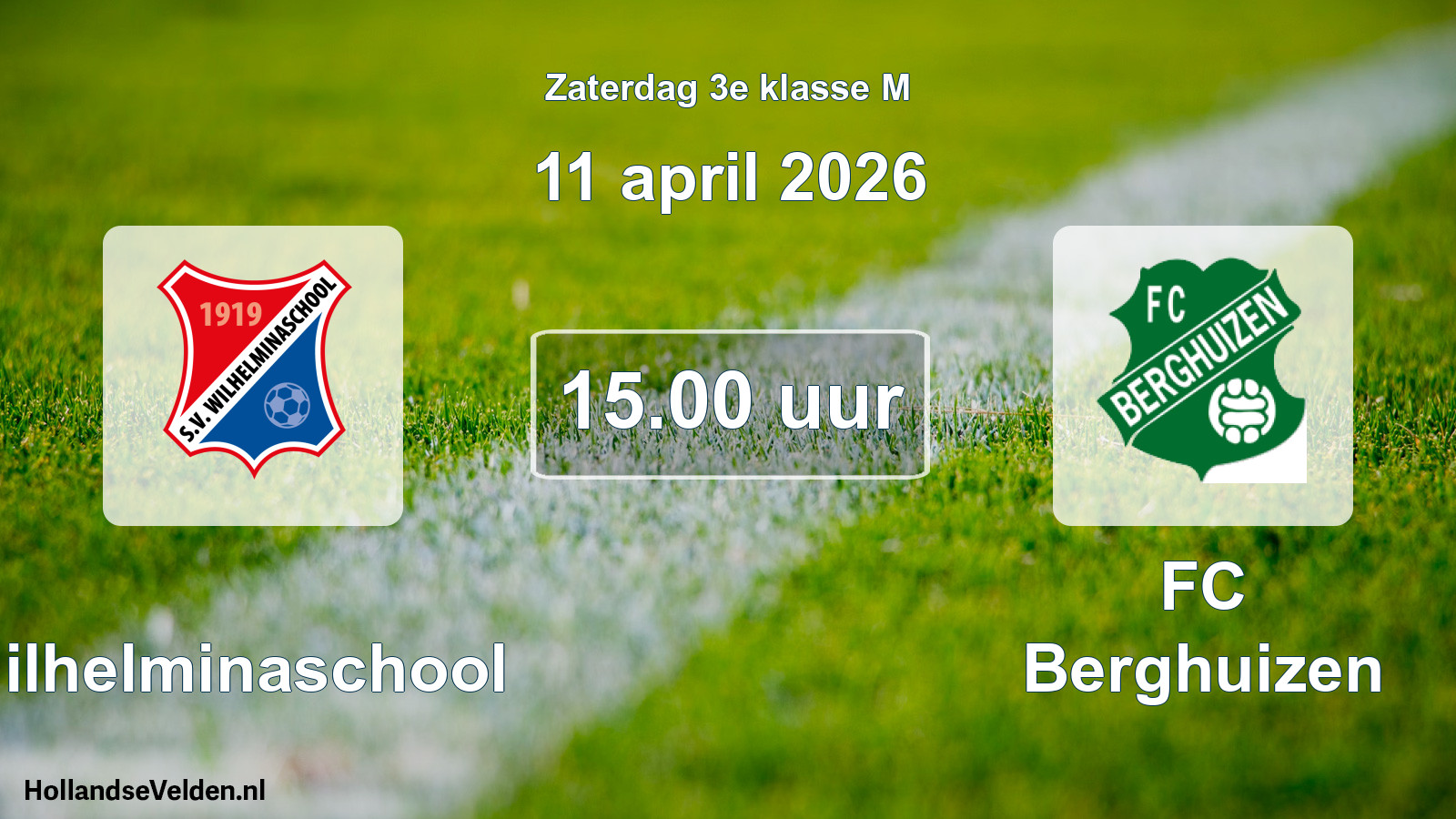 Geplande wedstrijd: Wilhelminaschool - FC Berghuizen (11 april 2026)