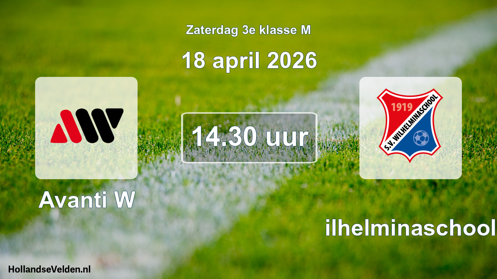 Geplande wedstrijd: Avanti W - Wilhelminaschool (18 april 2026)