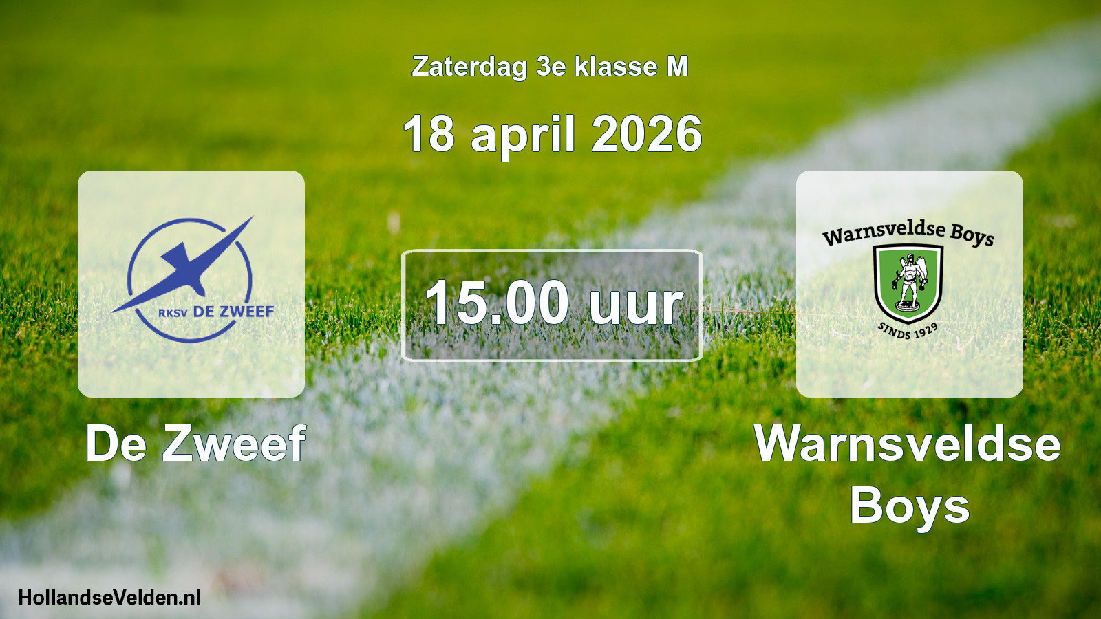 Geplande wedstrijd: De Zweef - Warnsveldse Boys (18 april 2026)