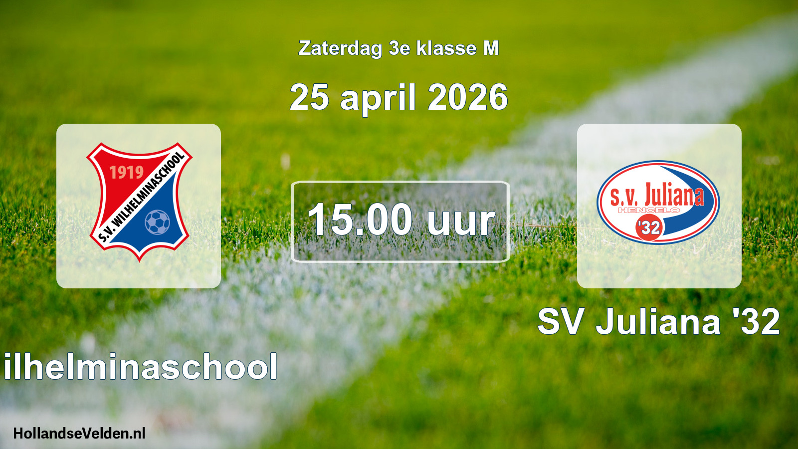 Geplande wedstrijd: Wilhelminaschool - SV Juliana '32 (25 april 2026)