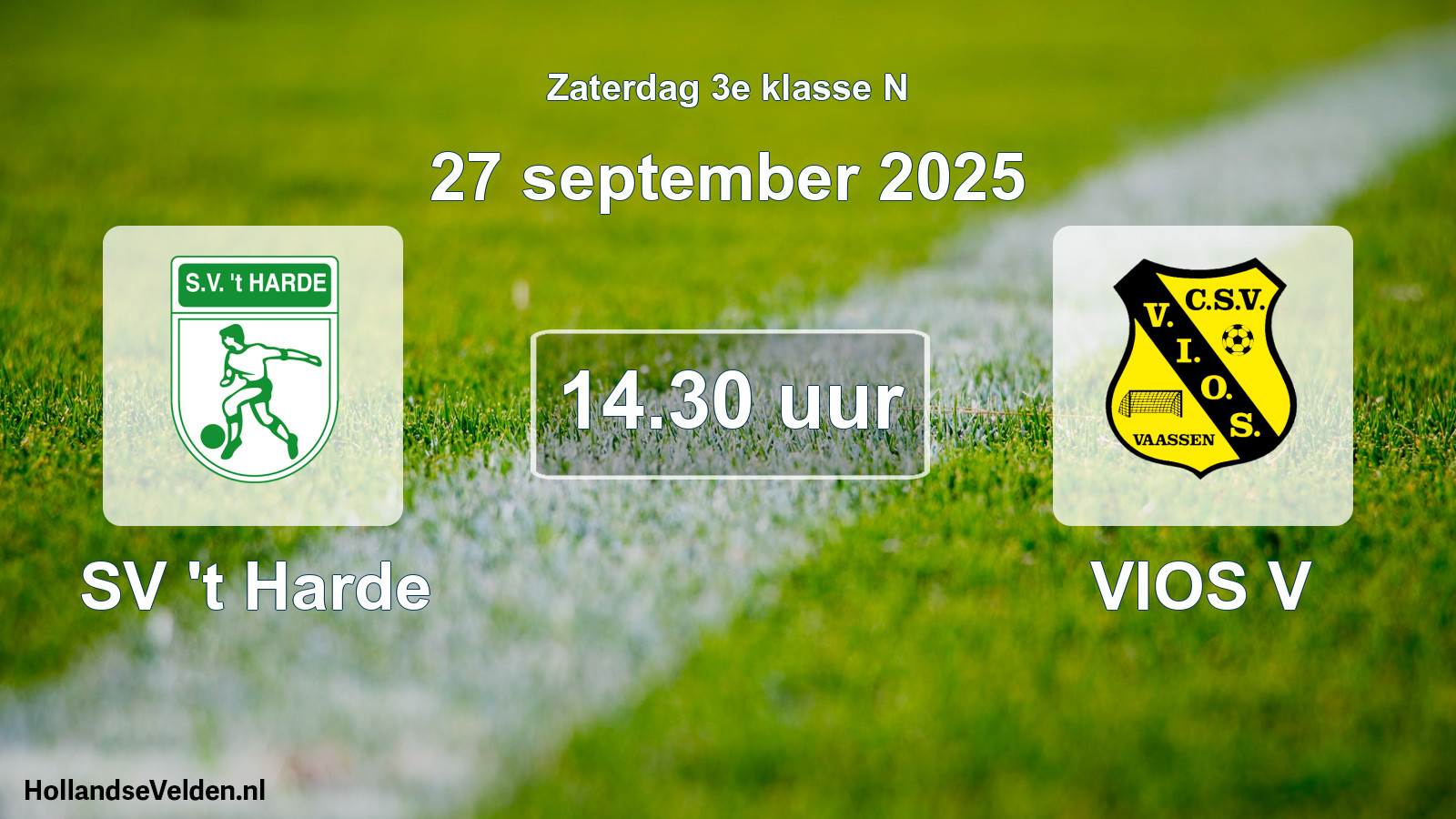 Geplande wedstrijd: SV 't Harde - VIOS V (27 september 2025)