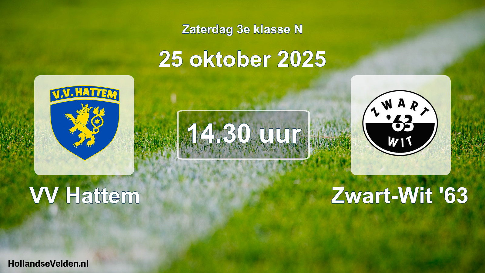 Geplande wedstrijd: VV Hattem - Zwart-Wit '63 (25 oktober 2025)