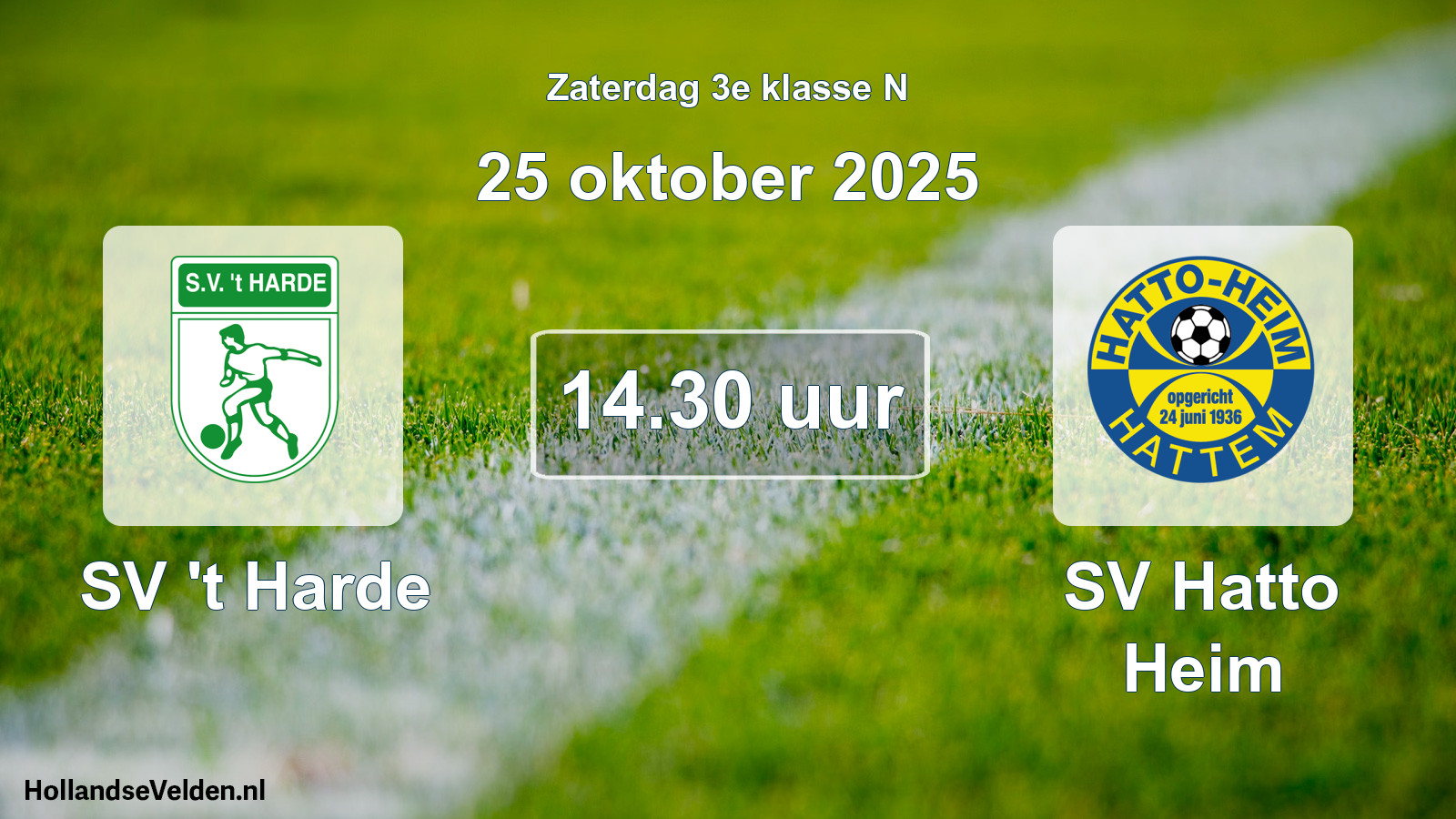 Scheduled Match: SV 't Harde - SV Hatto Heim (25 October 2025)