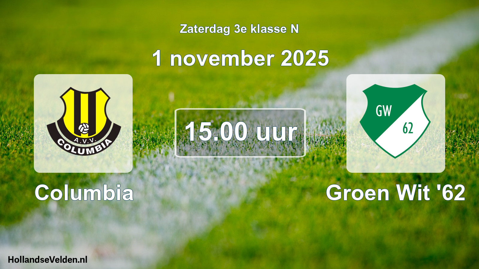 Scheduled Match: Columbia - Groen Wit '62 (1 November 2025)