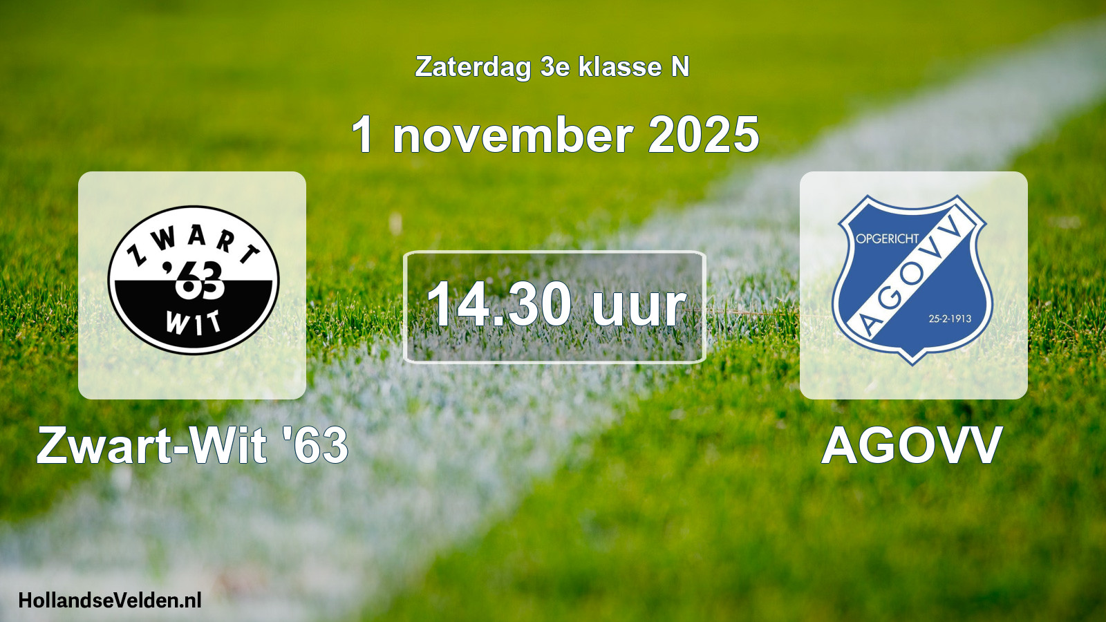 Scheduled Match: Zwart-Wit '63 - AGOVV (1 November 2025)