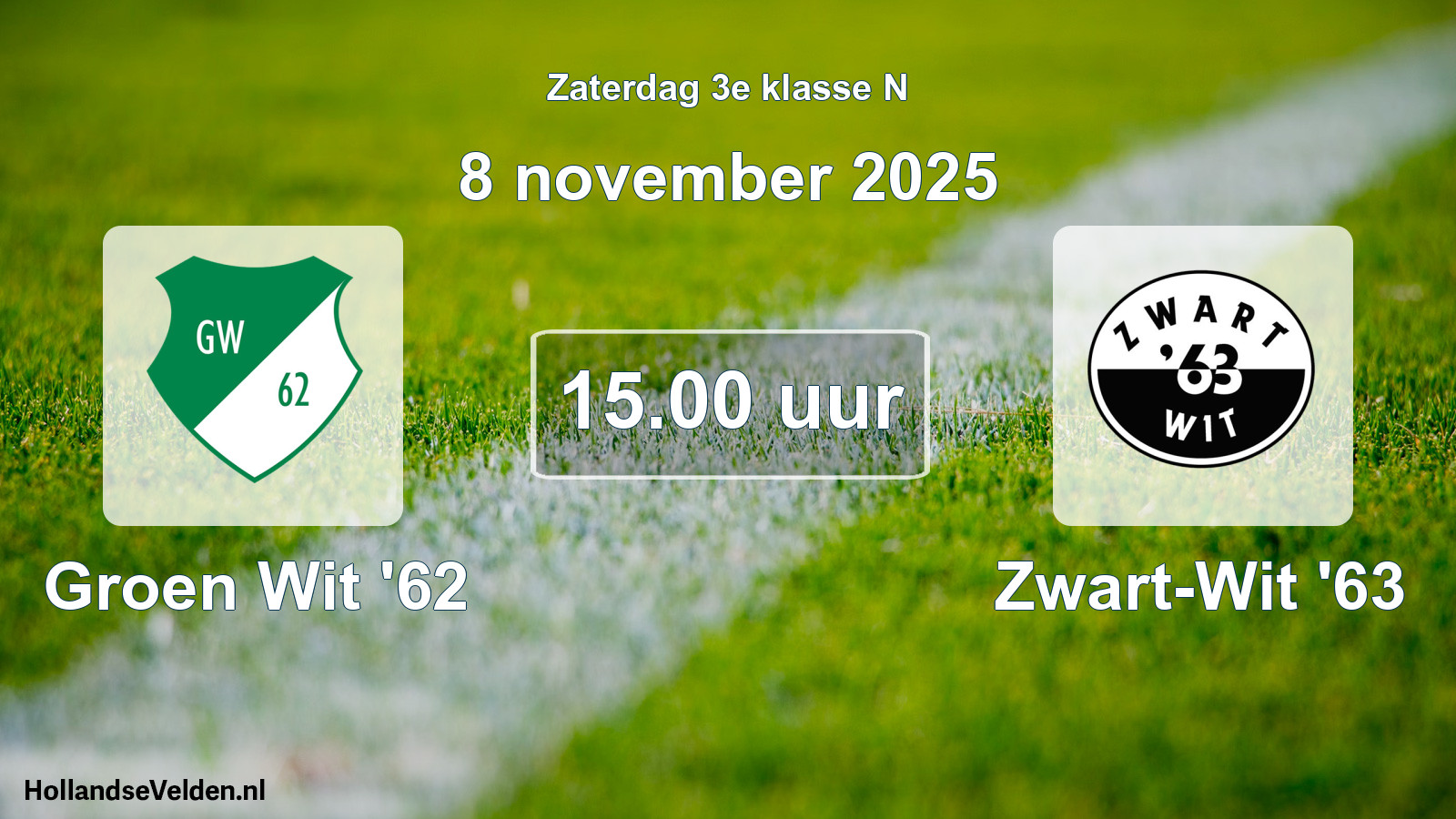Geplande wedstrijd: Groen Wit '62 - Zwart-Wit '63 (8 november 2025)