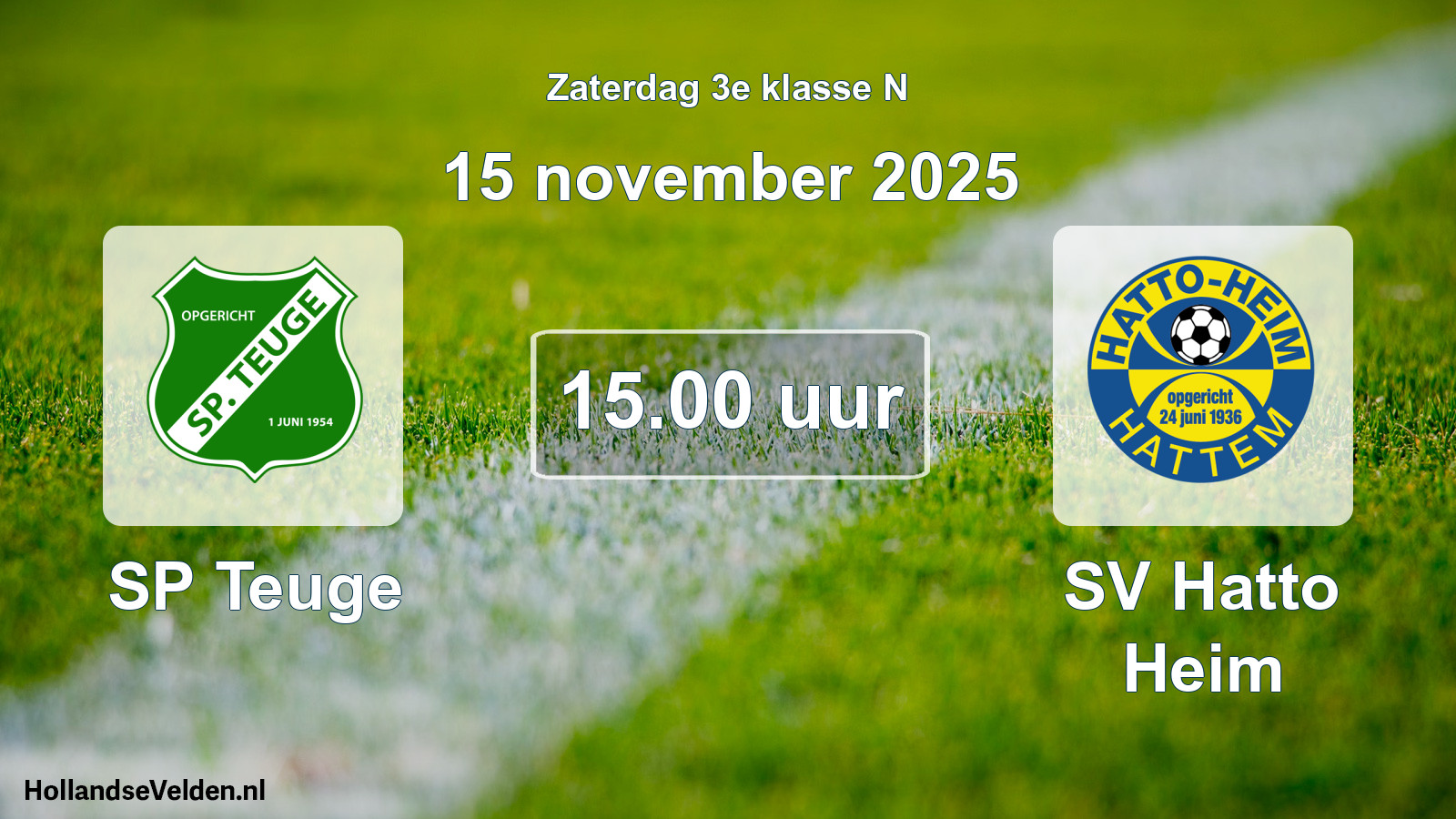 Geplande wedstrijd: SP Teuge - SV Hatto Heim (15 november 2025)