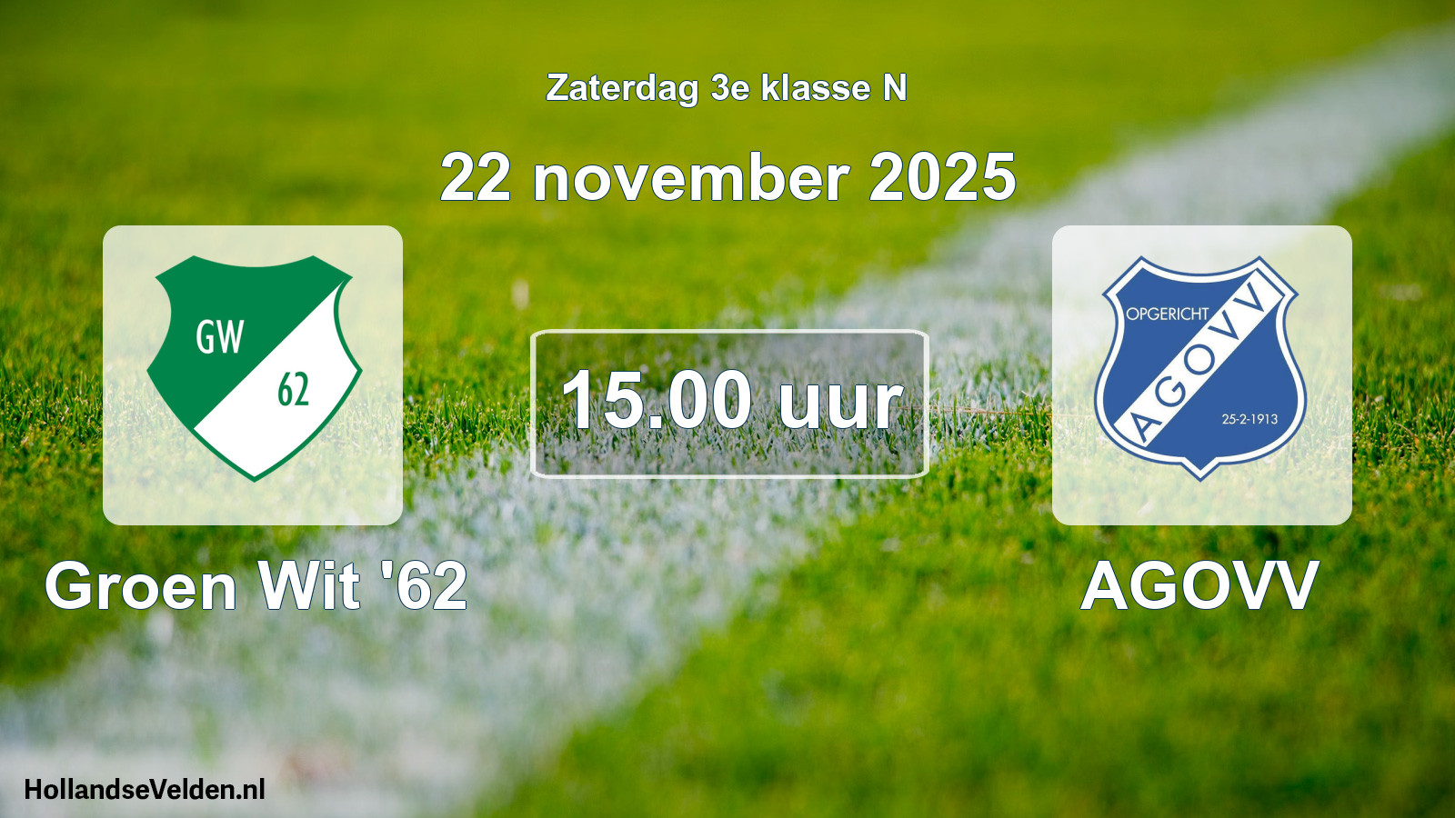 Scheduled Match: Groen Wit '62 - AGOVV (22 November 2025)
