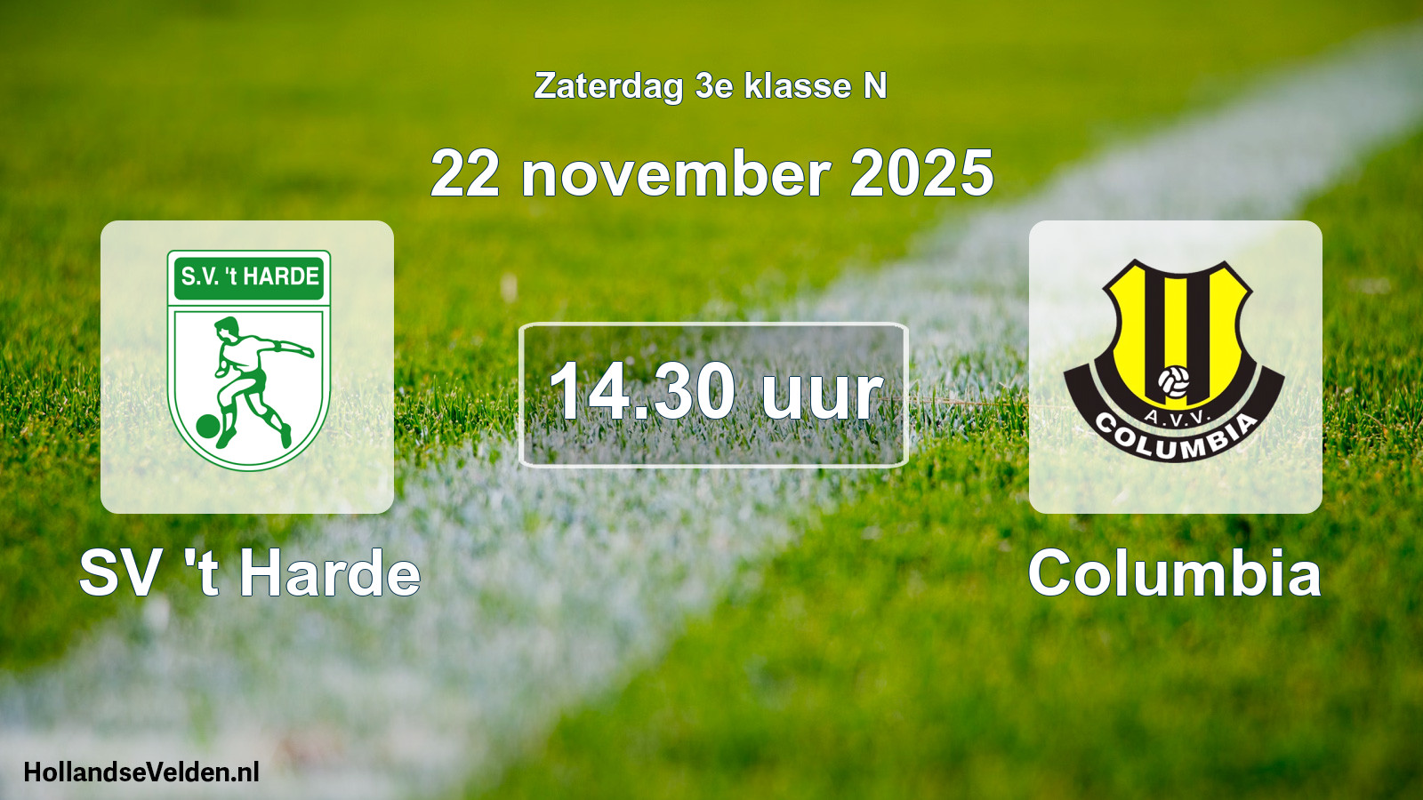 Scheduled Match: SV 't Harde - Columbia (22 November 2025)