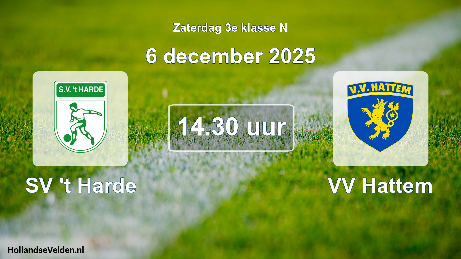 Geplande wedstrijd: SV 't Harde - VV Hattem (6 december 2025)