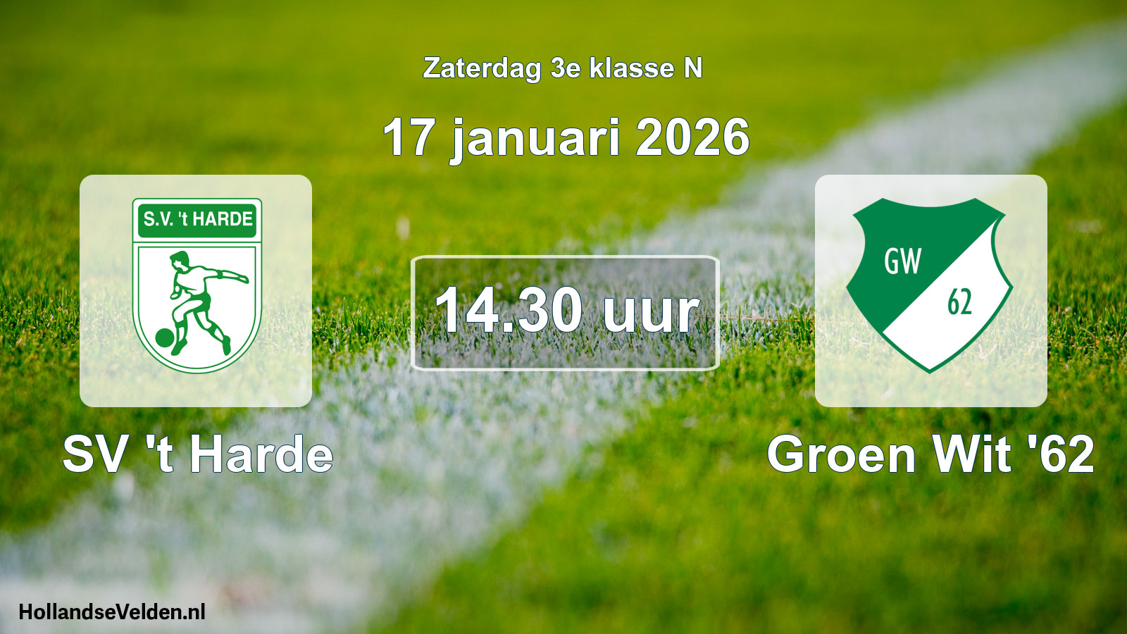Scheduled Match: SV 't Harde - Groen Wit '62 (17 January 2026)