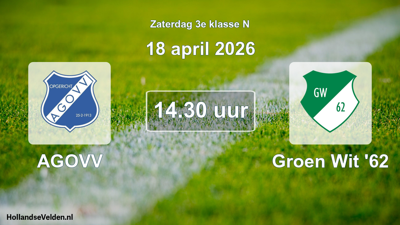 Scheduled Match: AGOVV - Groen Wit '62 (18 April 2026)