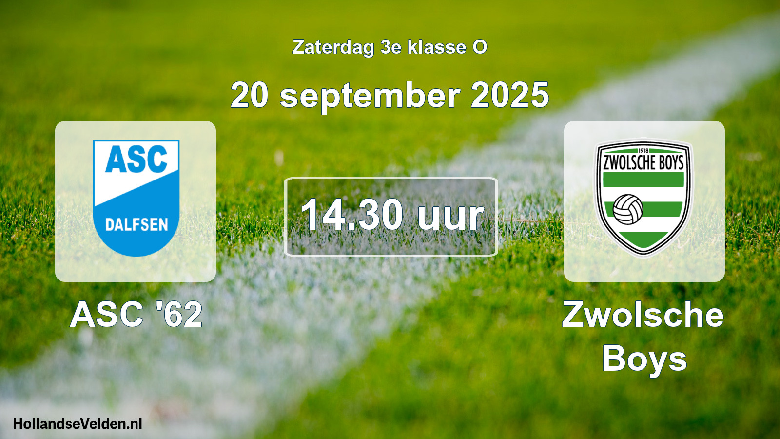 Geplande wedstrijd: ASC '62 - Zwolsche Boys (20 september 2025)