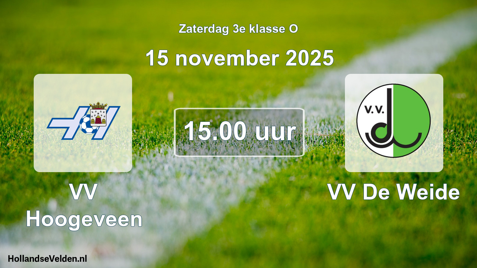 Geplande wedstrijd: VV Hoogeveen - VV De Weide (15 november 2025)