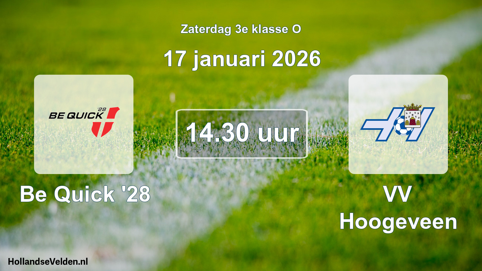 Scheduled Match: Be Quick '28 - VV Hoogeveen (17 January 2026)
