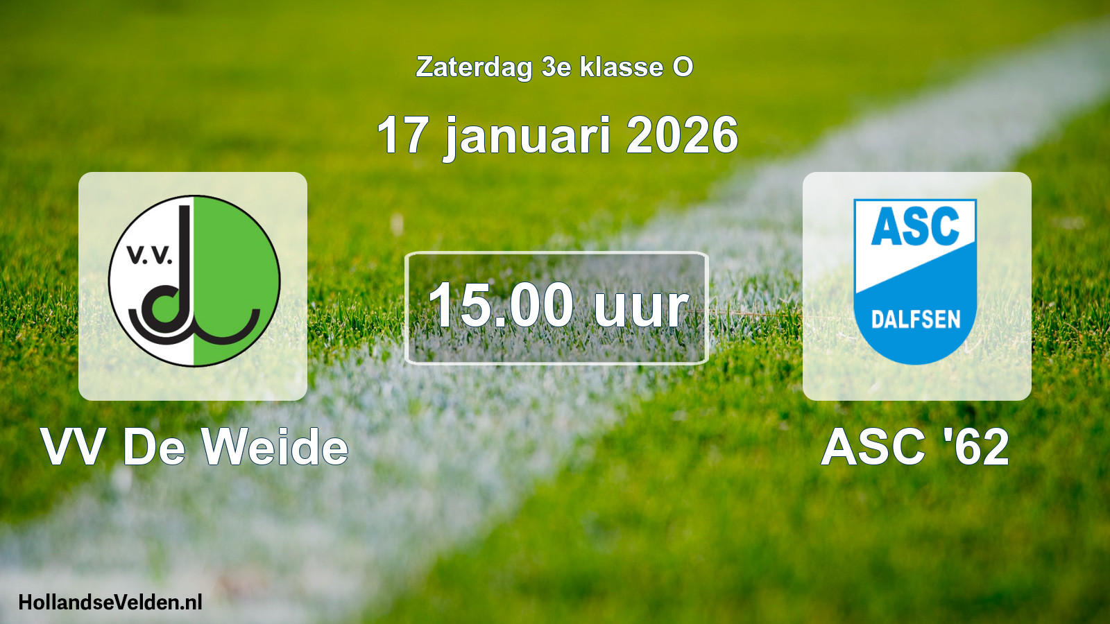 Geplande wedstrijd: VV De Weide - ASC '62 (17 januari 2026)